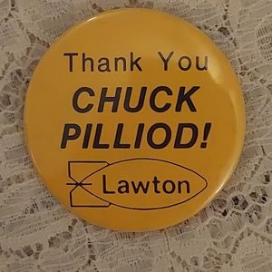 Vintage Goodyear Button Pin Thank You Chuck Pilliod Lawton Oklahoma